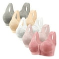 thumbnail image 1 of qolati 5 Pack Daisy Bras for Older Women Front Closure Push Up Bra No Underwire Sports Bra with Front Snaps Full Coverage Breathable Everyday Bras, 1 of 2