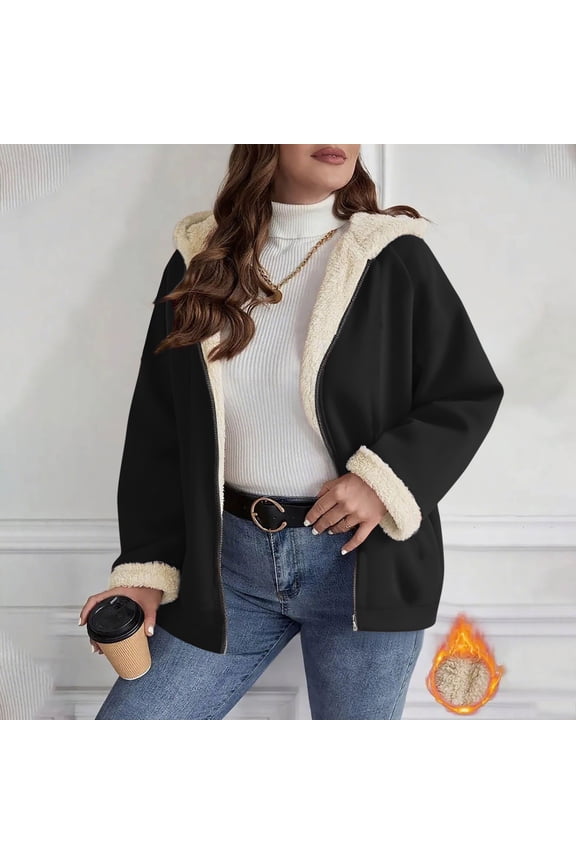 Womens Plaid Shacket Jacket Trendy Sherpa Lined Hooded Jackets Oversized Winter Warm Zip Up Fleece Hoodies Coat Casual Outwear S-2XL