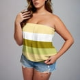 thumbnail image 1 of qolati Womens Plus Size Tube Tops Casual Summer Backless Strapless Vests Off The Shoulder Tees Striped Patchwork Print Sleeveless Bandeau Tank Top, 1 of 6