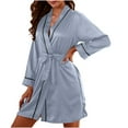 thumbnail image 1 of qolati Womens Robe Bride Bridesmaid Soft Lightweight Kimonos Robe Solid Color Sleepwear for Wedding Party Nightgown Loungewear, 1 of 6