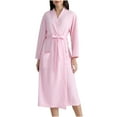 thumbnail image 1 of qolati Womens Robe Waffle Knit Robes for Women Soft Long Sleeve Bathrobe Lightweight Mid Length Loungewear with Pockets, 1 of 4