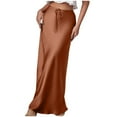thumbnail image 1 of qolati Womens Satin Maxi Skirts Casual Silk High Waisted Drawstring Long Skirts Elegant Stretchy Flowy Cocktail Party Wedding Pencils Skirts, 1 of 7