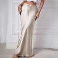 thumbnail image 1 of qolati Womens Satin Maxi Skirts Casual Silk High Waisted Drawstring Long Skirts Elegant Stretchy Flowy Cocktail Party Wedding Pencils Skirts, 1 of 8