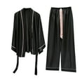 thumbnail image 1 of qolati Womens Satin Pajama Sets 2 Piece qolati Silk Robe Cardigan and Long Pants Lounge Set Lightweight Soft PJs Sleepwear Set, 1 of 3