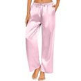 thumbnail image 1 of qolati Womens Silk Satin Pajama Pants Casual Loose Lounge Pants Lightweight Drawstring Elastic Waist Wide Leg Pjs Bottoms with Pockets, 1 of 8
