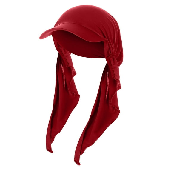 qolati Womens Solid Color Baseball Cap Pre-Tied Turban Hats Islam Muslim Head Scarf Hat Ruffle Chemo Headwraps Scarf Hats