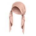thumbnail image 1 of qolati Womens Solid Color Baseball Cap Pre-Tied Turban Hats Islam Muslim Head Scarf Hat Ruffle Chemo Headwraps Scarf Hats, 1 of 5