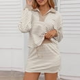 thumbnail image 1 of qolati Womens Striped 2 Piece Outfits Casual Henley Neck Sweatshirt Skirt Set Long Sleeve Pullover Mini Tennis Dress Workout Set Matching Lounge Sets, 1 of 5