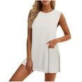 thumbnail image 1 of qolati Womens Summer Knit Lounge Sets 2 Piece Sweater Sets Sleeveless Pullover Tank Top and Shorts Matching Beach Vacation Outfits with Pockets, 1 of 7