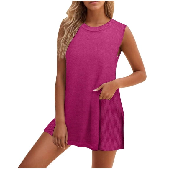 qolati Womens Summer Sweater Sets 2 Piece Beach Vacation Outfits Knit Sleeveless Tank Top Vest Matching Shorts Set 2024 Ribbed Lounge Sets