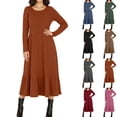 thumbnail image 1 of qolati Womens Sweater Dress Fall Long Sleeve Crewneck A Line Fit and Flare Ribbed Knit Long Dresses Elegant Ruffle Tiered Flowy Trendy Dresses XXL, 1 of 9