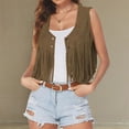 thumbnail image 1 of qolati Womens Tassel Vest 70s Hippie Sleeveless Open Front Fringe Jackets Vintage Crop Waistcoat Cardigan Vests, 1 of 7