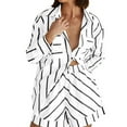 thumbnail image 1 of qolati Womens Two Piece Outfit Striped Short Sleeve Button Down Lapel Collar Shirt and Shorts Plus Size Matching Outfits Beachwear Tracksuit, 1 of 7