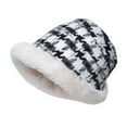 thumbnail image 1 of qolati Womens Wide Brims Caps Fuzzy Faux Fur Winter Warm Thick Plush Earflap Fisherman Beanie Hats Soft Puffy Outdoor Bucket Hats, 1 of 4