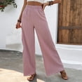 thumbnail image 1 of qolati Womens Wide Leg Pants Casual Elastic High Waisted Comfy Lounge Pants Trendy Solid Color Flowy Holiday Palazzo Pants, 1 of 7