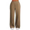 thumbnail image 1 of qolati Womens Wide Leg Sweatpants Baggy Lightweight High Waisted Workout Pants Casual Comfy Lounge Pants Trousers with Pockets 2024 Khaki S 4, 1 of 5