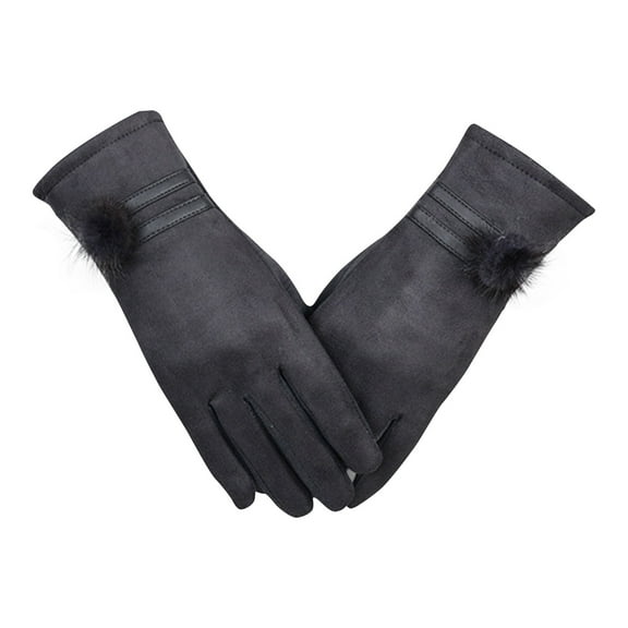 qolati Womens Winter Faux Suede Gloves Windproof Touchscreen Soft Lining Driving Glove Cold Weather Warm Thermal Elastic Mittens Texting Gloves