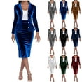 thumbnail image 1 of qolati Womens Work Dresses Two Piece Velvet Suit Sets for Women Formal Solid Blazer Jacket Pencil Skirts Set Trendy Business Stylish Fall Outfits Wine S, 1 of 7