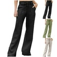 thumbnail image 1 of qolati Work Pants for Women High Waist Single Breasted Wide Leg Pants Office Business Palazzo Dress Trousers with Pockets, 1 of 6