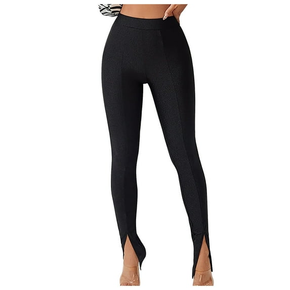 qolati Workout Leggings for Women Butt Lifting Seamless High Waisted Slit Bottom Leggings Tummy Control Running Gym Yoga Sweat Tights