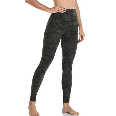 qolati Workout Leggings for Women Sporty Camouflage High Waisted Yoga Pants Tummy Control Compression Running Gym Tights Sweatpants