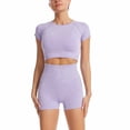 thumbnail image 1 of qolati Workout Sets for Women Seamless Crop Tops High Waist Leggings Matching Sets 2 Piece Outfits Shorts Sleeve Yoga Workout Gym Sweatsuits, 1 of 5