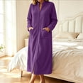 thumbnail image 1 of qolati Zipper Front Robes for Women Soft Full Length Polar Fleece Long Sleeve Housecoat Fall Winter Lightweight Plush Bathrobe with Pockets Purple L, 1 of 6