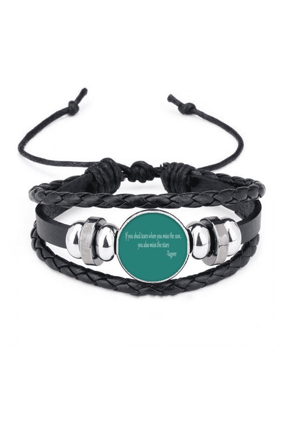 qoutes healing sentences star tear cheer up bracelet braided leather woven wristband