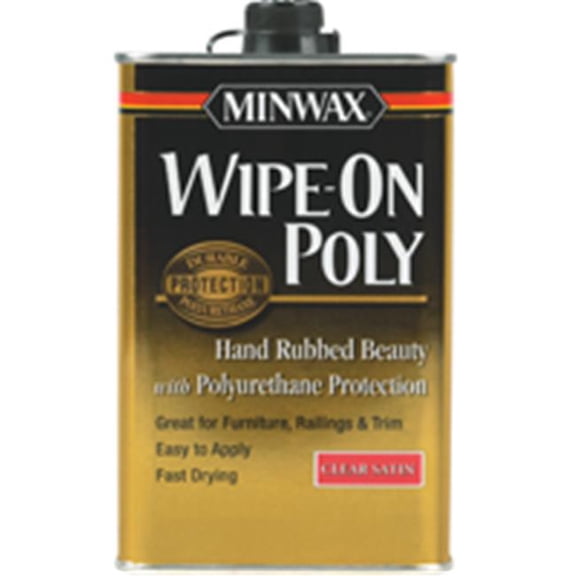 Minwax Wipe-On Poly Oil-Based Polyurethane Finish, Satin, Clear, 1 Quart