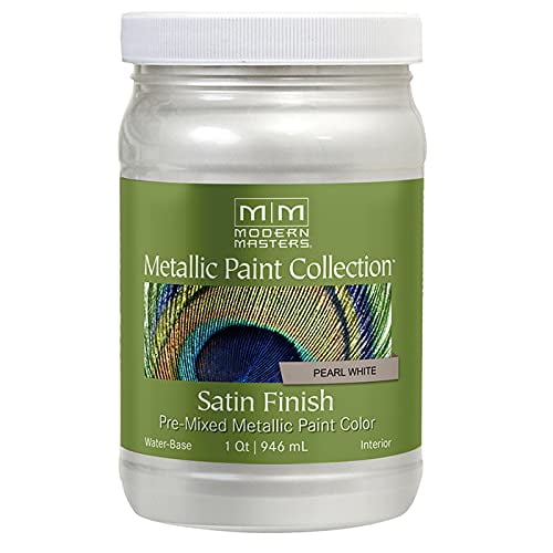 Modern Masters ME19632 Pearl White Metallic Paint, 1 Quart