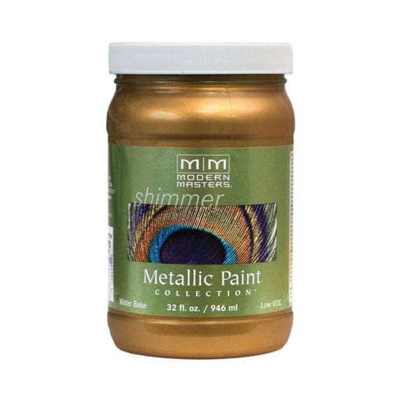 30 oz Modern Masters ME289 Brass Metallic Paint Collection, Satin Water-Based Decorative Metallic Paint