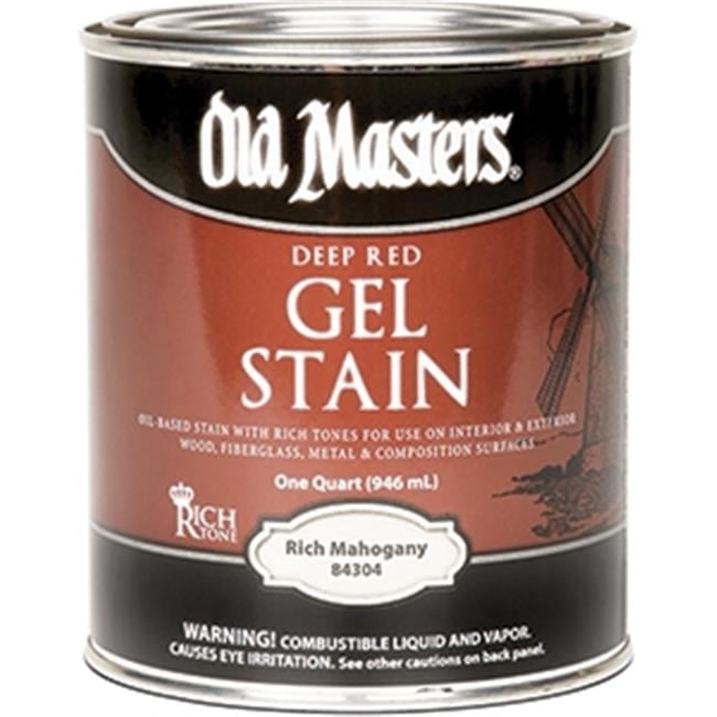 Old Masters 84304 Semi-Transparent Rich Mahogany Oil-Based Alkyd Gel Stain 1 Qt