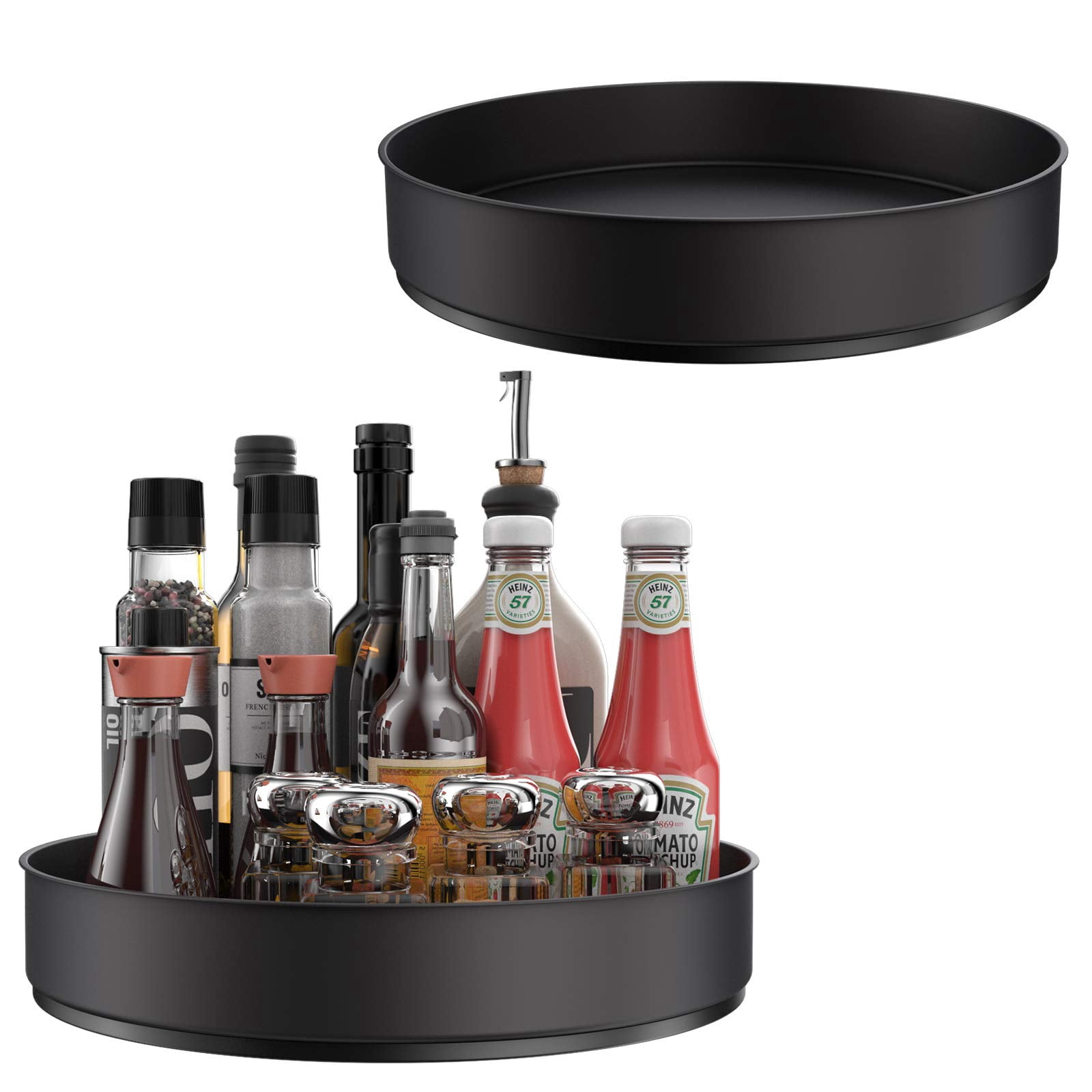 qtess Pantry Cabinet Lazy Susan Stainless Steel Black Spice Rack ...