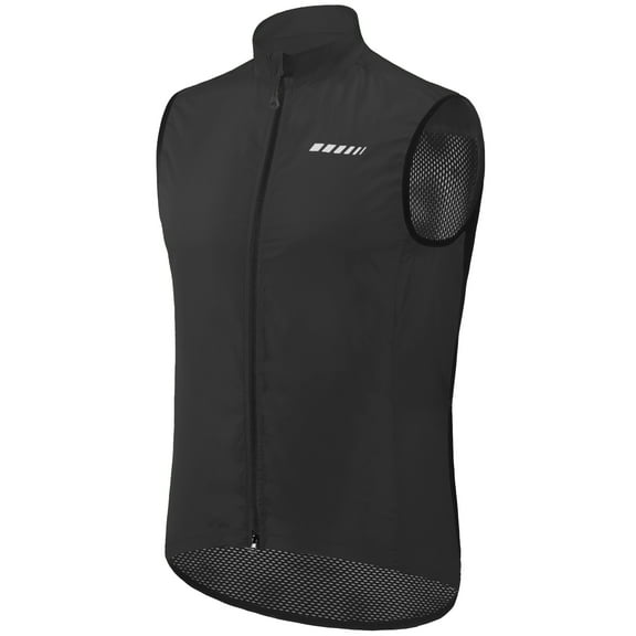 Leopatrix Men's Windproof Cycling Vest with Lightweight Full-Zip Sleeveless Biking Jacket, Black (L)