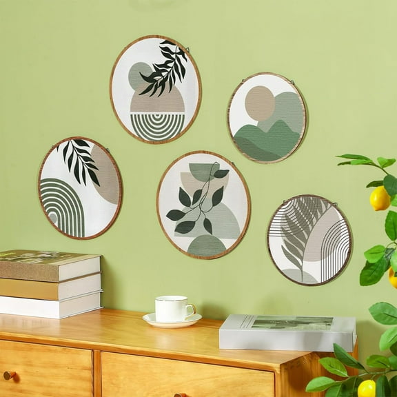 quanjun Bohemian Style 5-Piece Wall Art Set,Multicolor Wood Decorative Paintings,Unique Boho Designs for Living Room, Bedroom, Dining Room,Modern & Retro Décor,Enhance Home Beauty & Art Taste