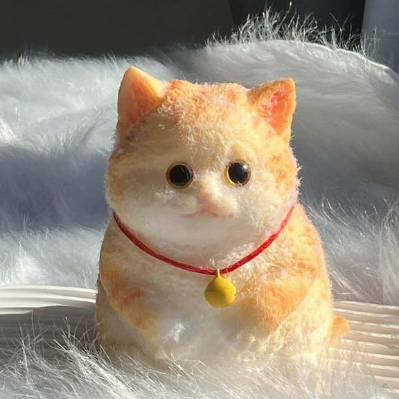 quanjun Cute Chubby Cat Squeeze Toys,6"x4" Soft Cat Squishiesly Squeeze Toys,Cute Sitting Kitten Squeeze Toys,Squishies Cat Fidget Toys for Anxiety&Relaxation