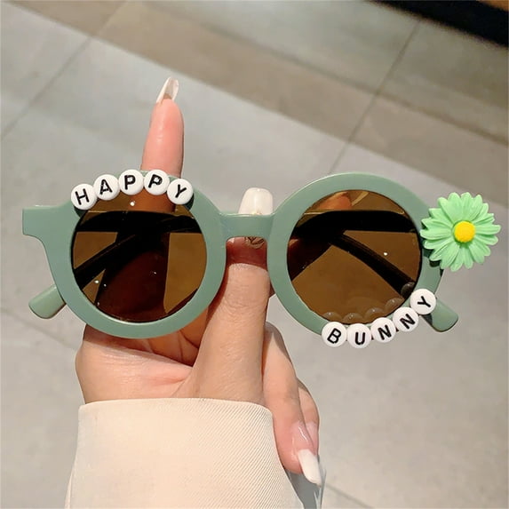 quanjun Little Round Sunflower Children's Sunglasses,Flower Sunglasses,Cute Round Sunglasses,Colorful Fashion Sunglasses,for Toddler Girls Boys Beach Party