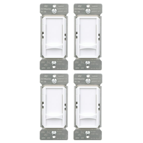(quantity of 4) Eaton Universal Full Slide Dimmer 120V, White