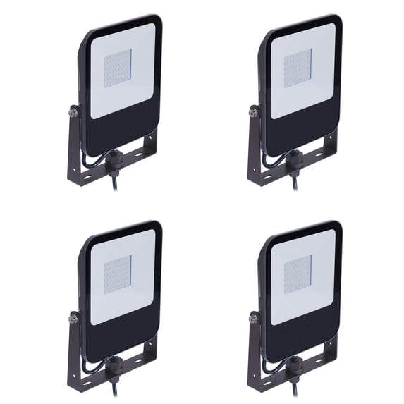 (quantity of 4) Philips LED Flood Light PTF30-NW-G1-K-FL-8-BZ Slim Flood 28 watts 3200 lumens 4000K Knuckle and Yoke Mount Combination