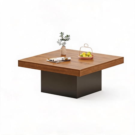 quare Coffee Table with Built-in LED Lights – Mid-Century Modern Design, Engineered Wood