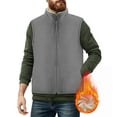 thumbnail image 1 of qucoqp Mens Solid Fleece Vest Fall Winter Fashion Outfit Thermal Warm Sleeveless Jacket Zip-up Thick Outerwear, 1 of 5