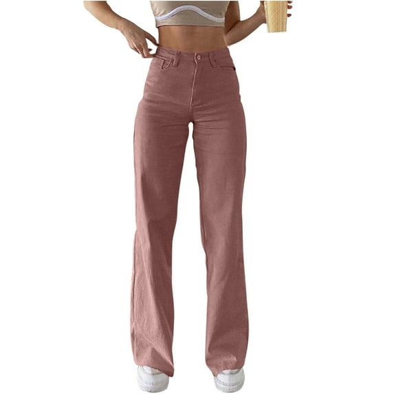 qucoqp Women Jeans Trendy High Waisted Wide Leg Baggy Jean Stretch Denim Pants for Women