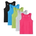 thumbnail image 1 of qucoqpe 5-Pack Toddler Girls Basic Racerback Tank Tops Lightweight Versatile Solid Comfy Sleeveless Breathable Athletic Undershirts 5PC for 1-13 Years Kids, 1 of 7