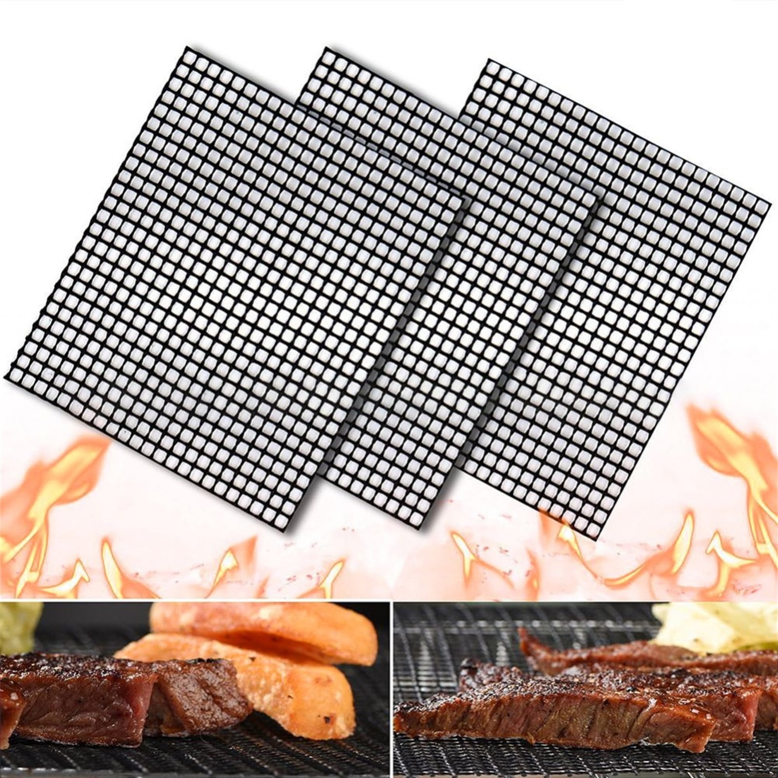 qucoqpe BBQ Grill, Stainless Steel Mesh BBQ Grill Grate Grid Wire Rack Cooking Replacement Net