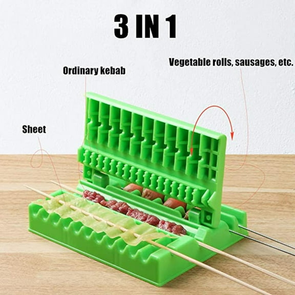 Bouanq Barbecue Accessories Multifunction Barbecue Meat Skewer Machine BBQ Meat String Device Quick Portable Meat Skewer Box Easy Skewer Tools Kebab Maker BBQ Gadget