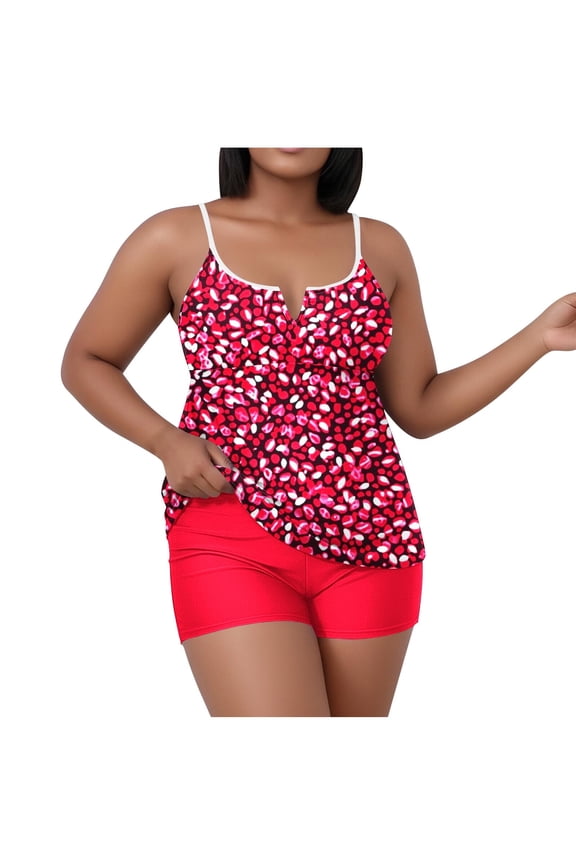 Bathing Suit for Women Two Piece Fashion Floral Plus Size Modest Tankini Swimsuits