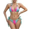 thumbnail image 1 of qucoqpe Bikini Sets for Women Summer Two-piece Bathing Suit Fashion Color Block Swimsuit, 1 of 5