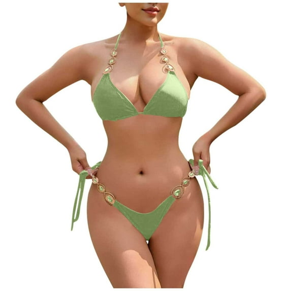 qucoqpe Bikini Sets for Women Two-piece Bathing Suit Fashion Cute Casual Solid Color Swimsuit Summer Vacation Swimwear