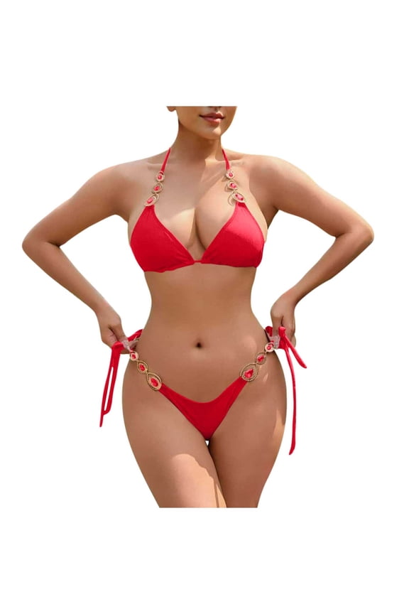 Bikini Sets for Women Two-piece Bathing Suit Fashion Cute Casual Solid Color Swimsuit Summer Vacation Swimwear