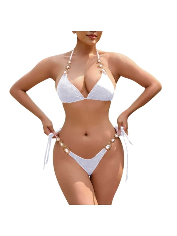 Bikini Sets for Women Two-piece Bathing Suit Fashion Cute Casual Solid Color Swimsuit Summer Vacation Swimwear